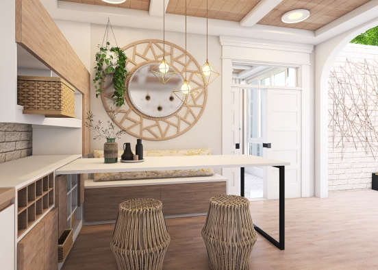 .white & wood loft house. Design Rendering