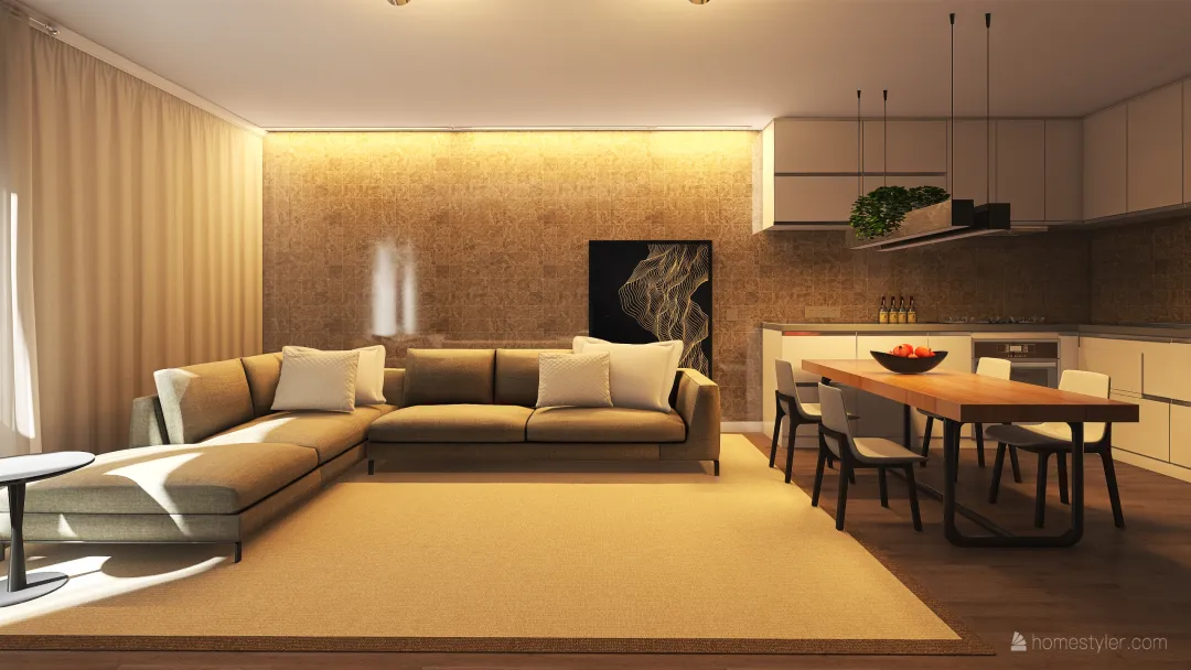 غرفة المعيشة والطعام 3d design renderings