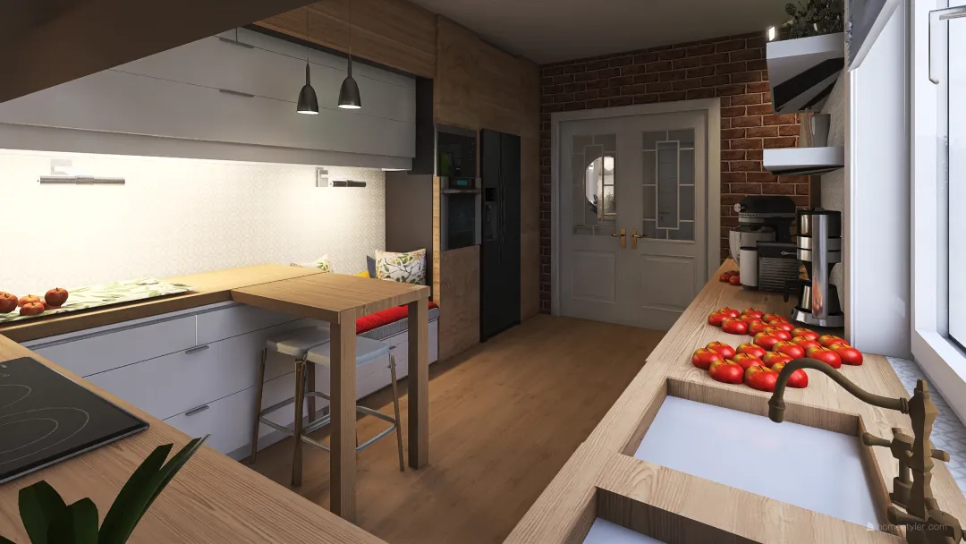 Kuchnia z siedziskiem 2 3d design renderings
