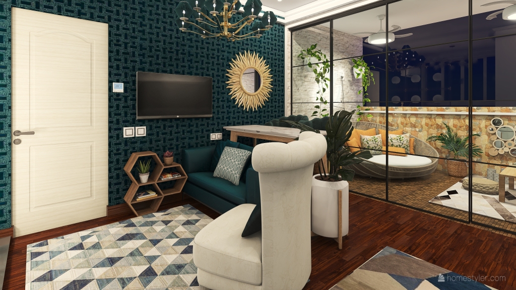 one-room apartment 3d design renderings