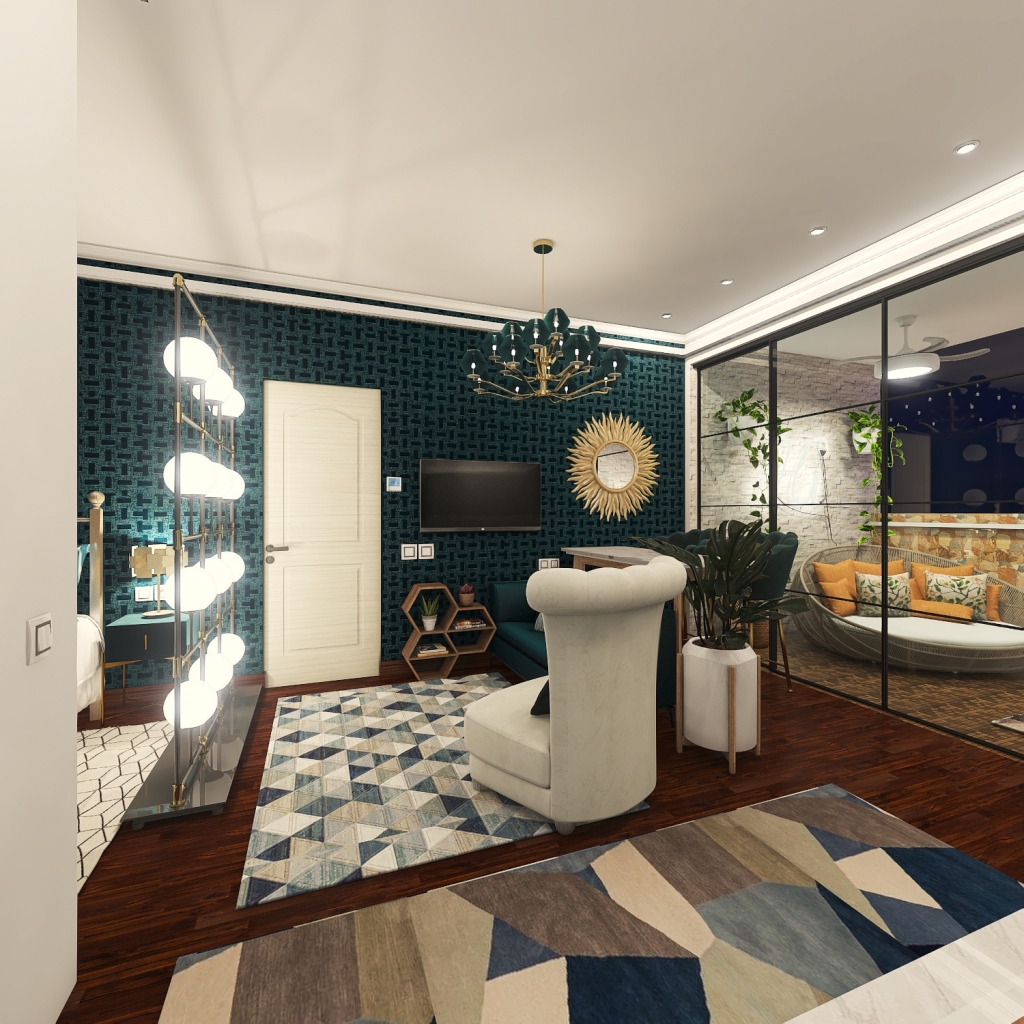 one-room apartment 3d design renderings