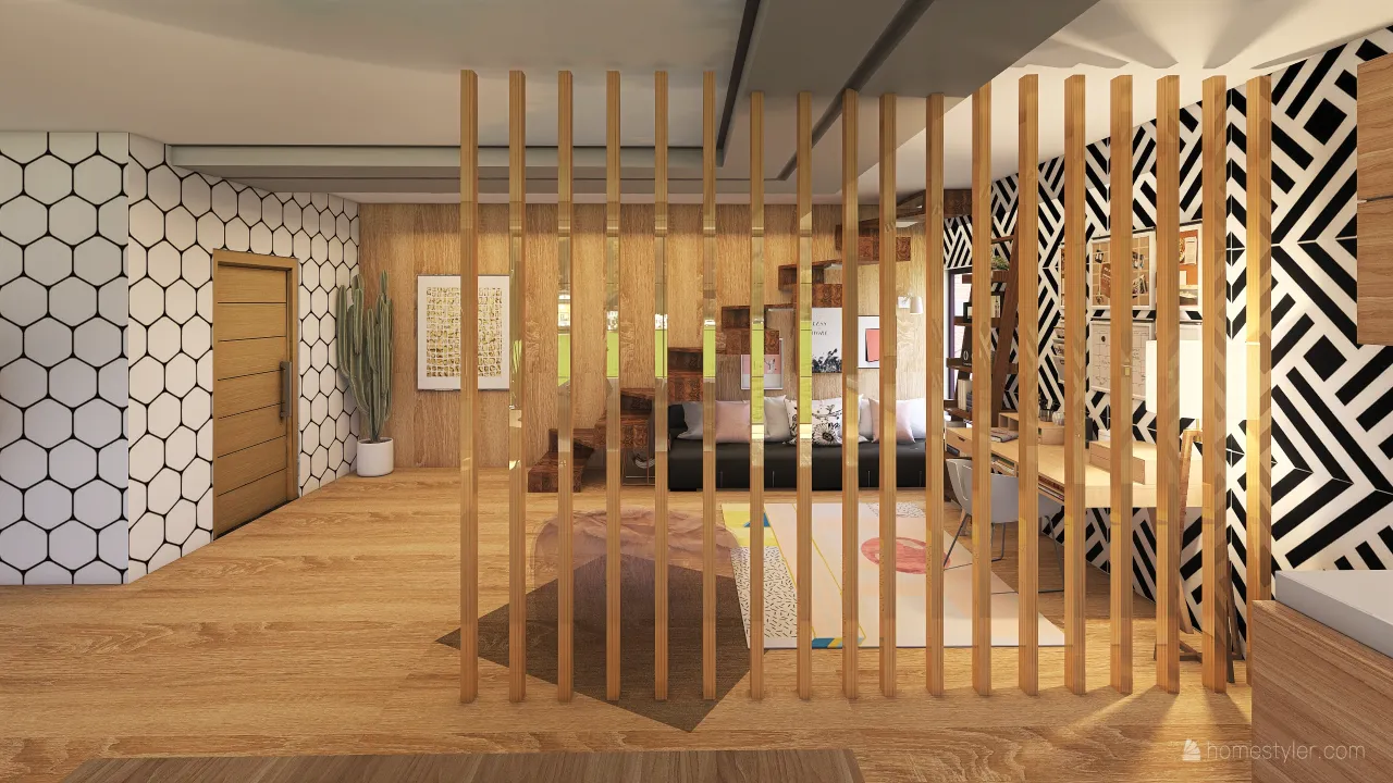 Wooden Apartment 3d design renderings