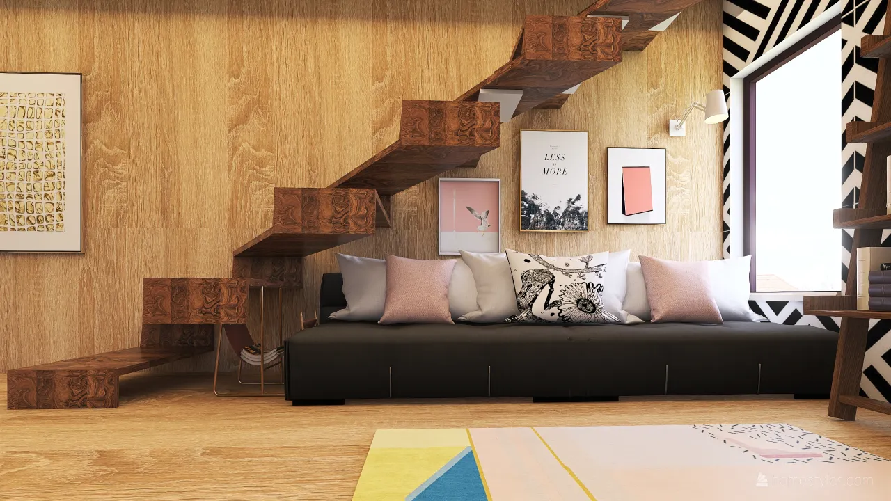 Wooden Apartment 3d design renderings