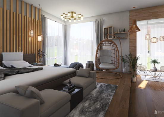 Bedroom: Natural Wood Theme Design Rendering
