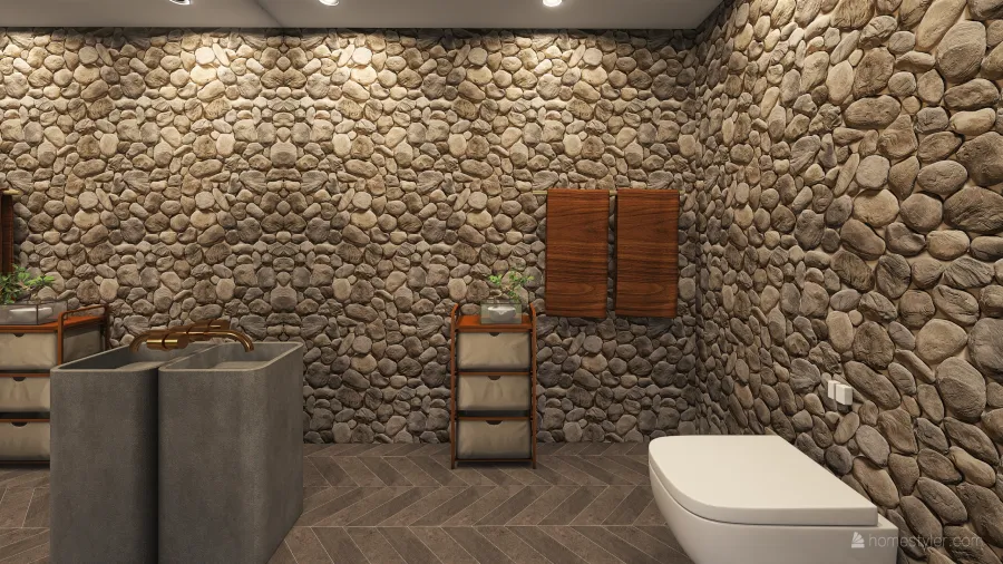 Banheiro para piscina 3d design renderings