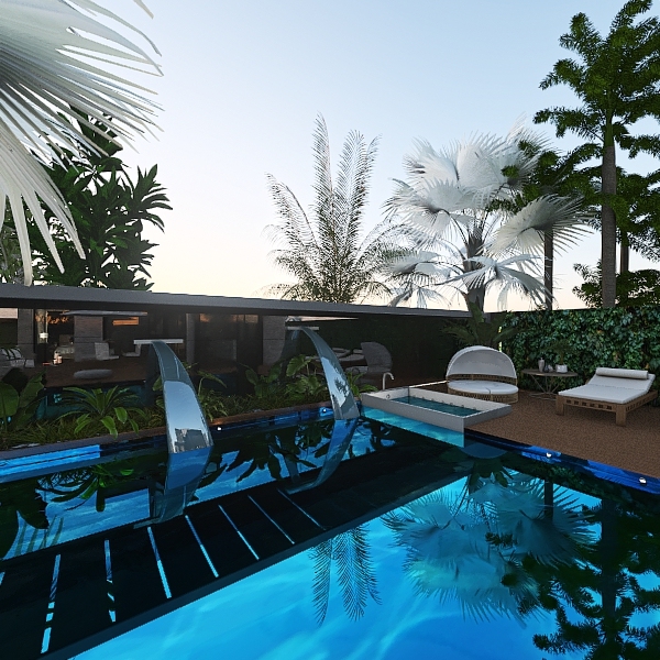 Modern ArtDeco TropicalTheme Black WoodTones Unnamed space 3d design renderings