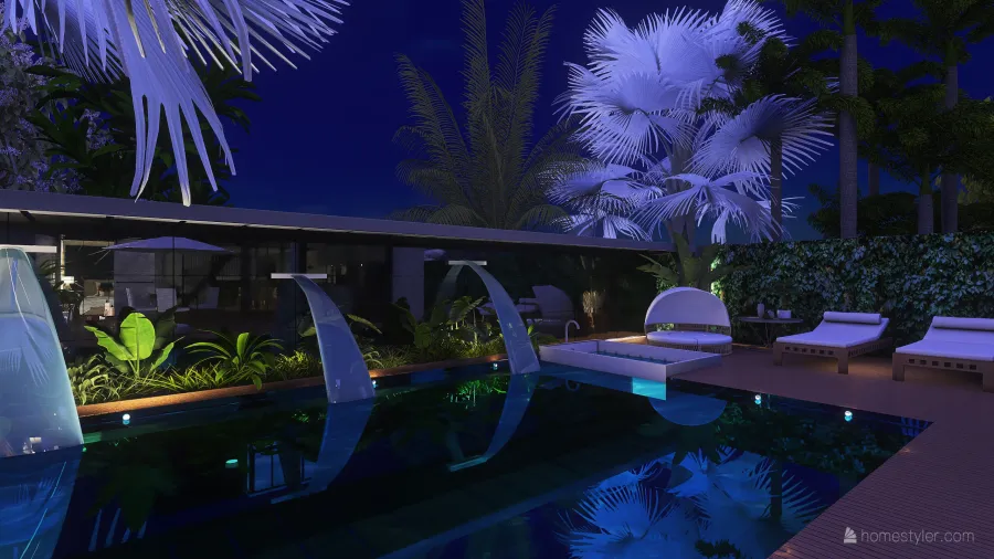 Modern ArtDeco TropicalTheme Black WoodTones Unnamed space 3d design renderings