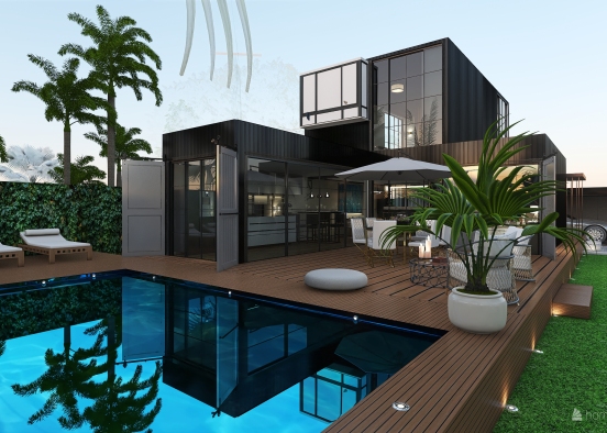 Modern ArtDeco TropicalTheme #HSDA2020Residential  Container House tropical garden  Design Rendering