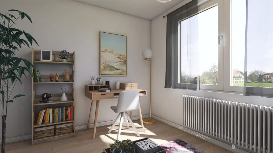 Guest Bedroom/Office 3d design renderings