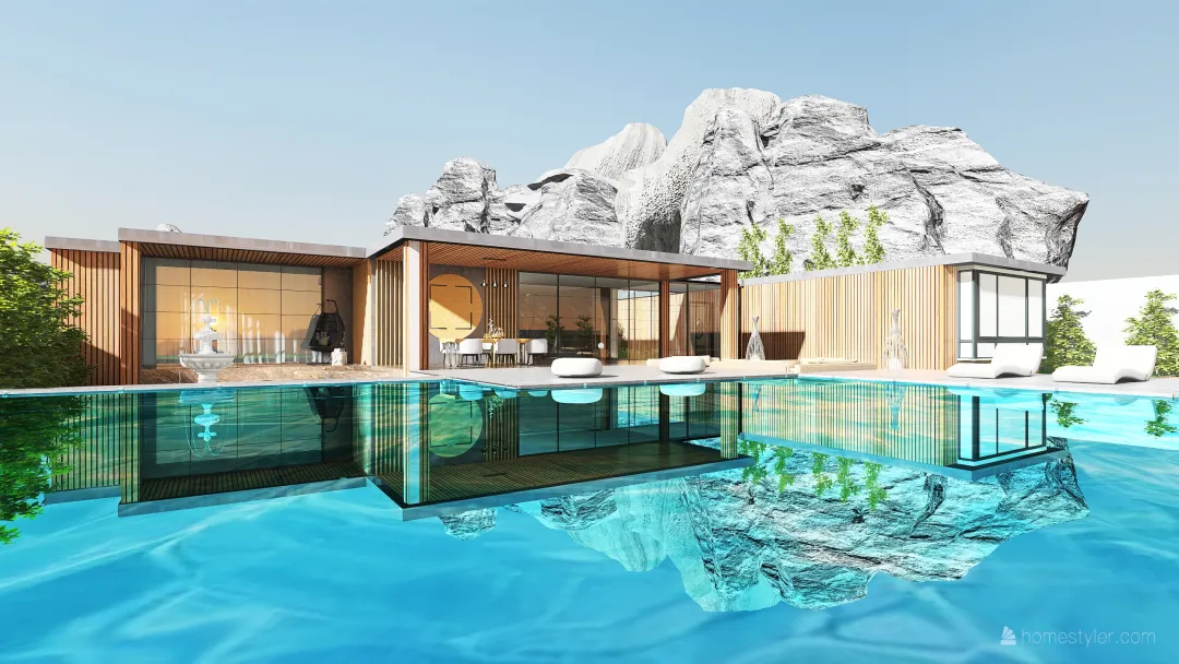 Contemporary #HSDA2020Residential Mountain House ColdTones 3d design renderings