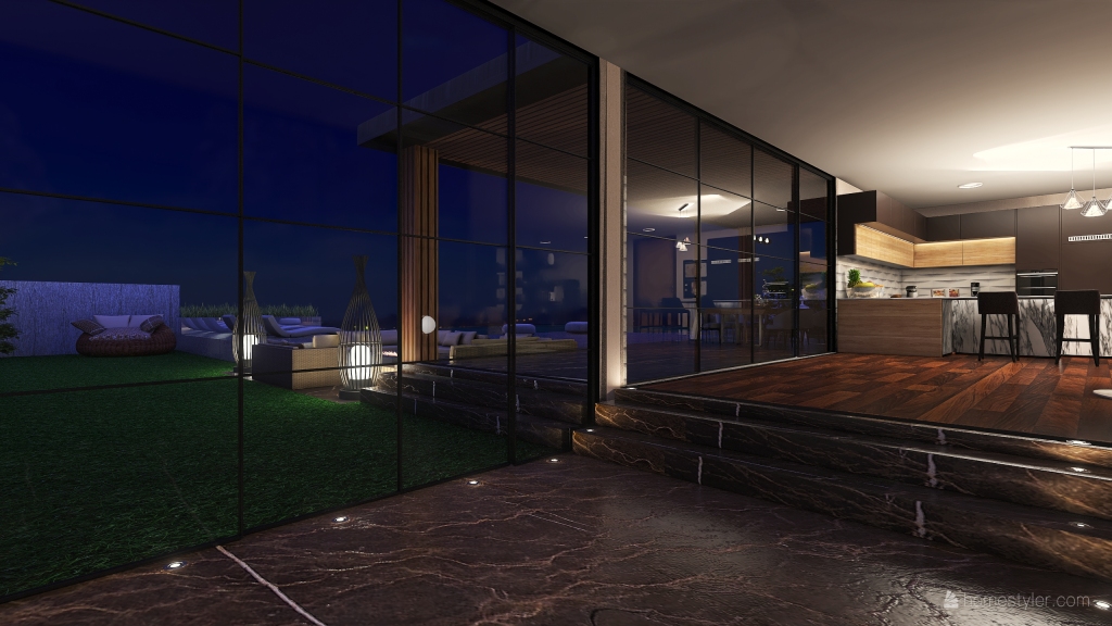 Contemporary ColdTones Hallway 3d design renderings