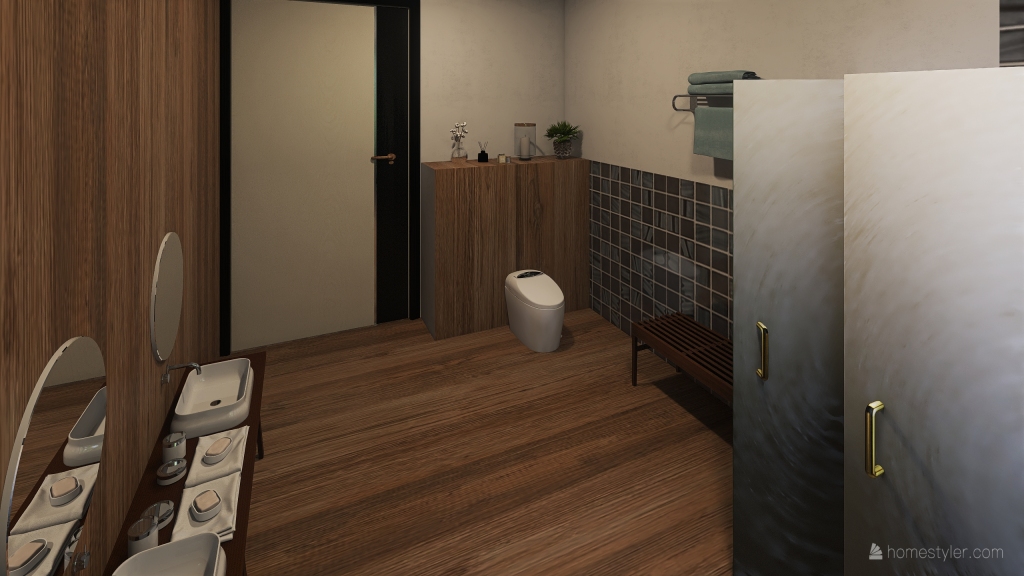 Contemporary ColdTones Bathroom 3d design renderings