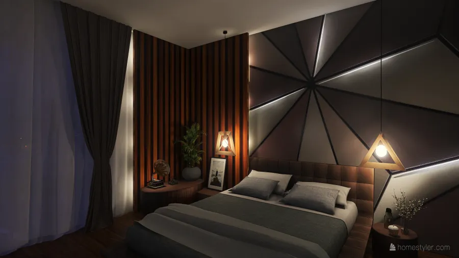 Contemporary ColdTones Master Bedroom 3d design renderings