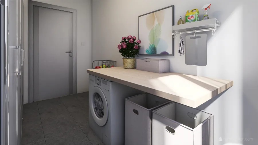 Laundry Room and Storage 3d design renderings