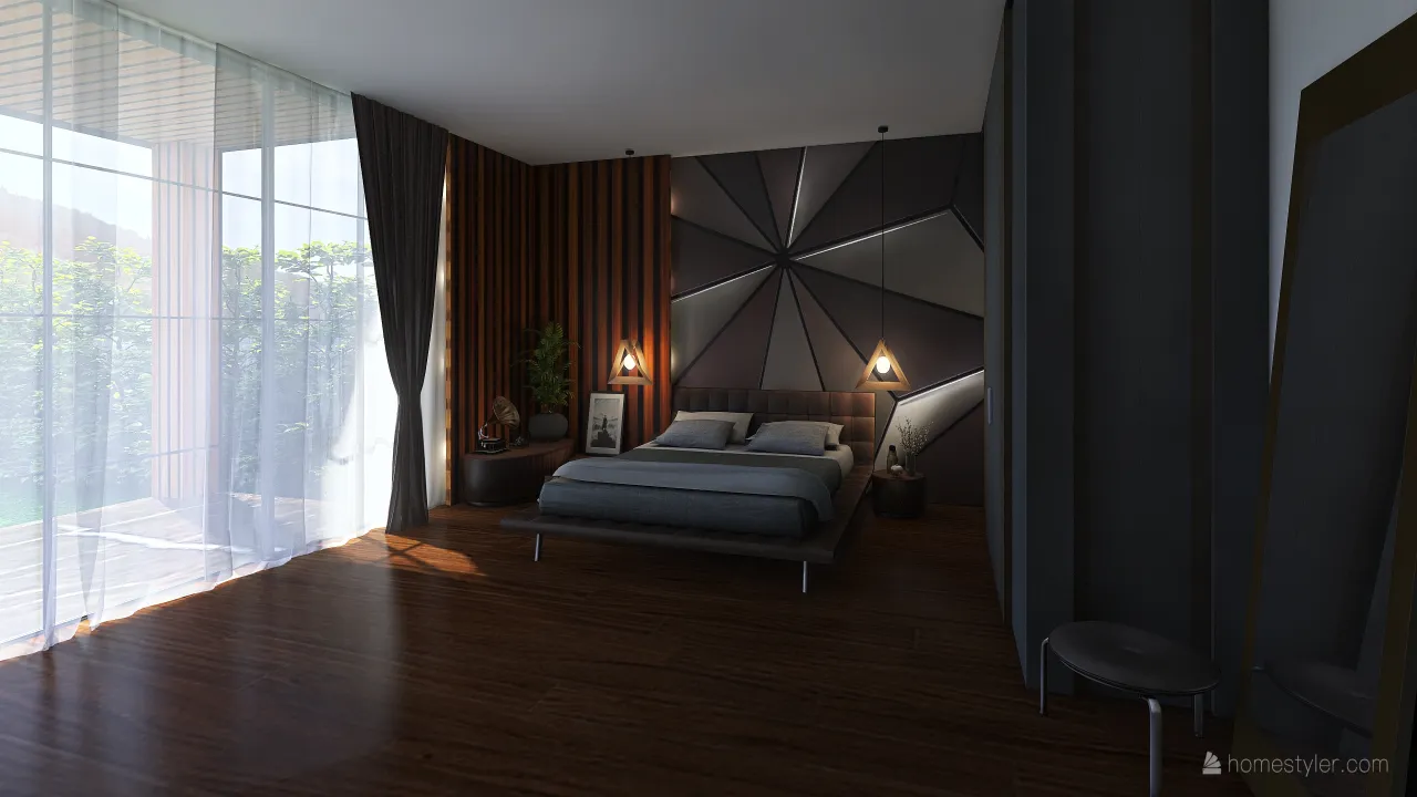 Contemporary ColdTones MasterBedroom 3d design renderings