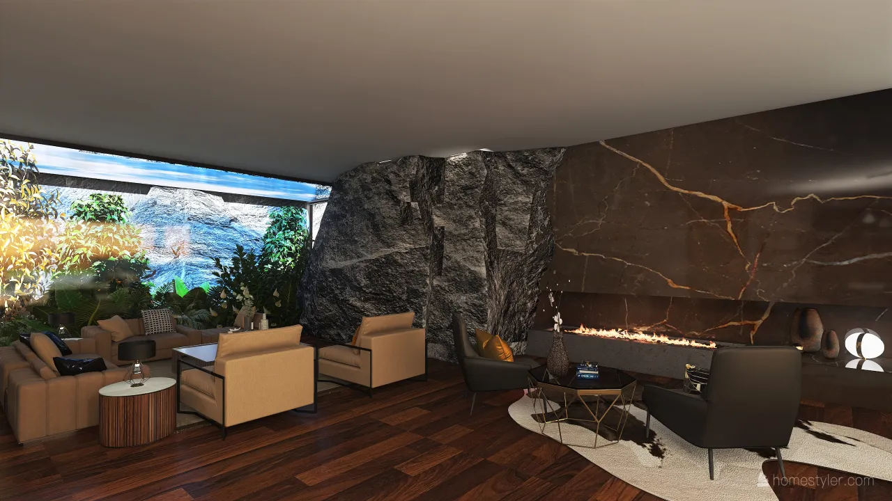 Contemporary ColdTones LivingDiningRoom 3d design renderings