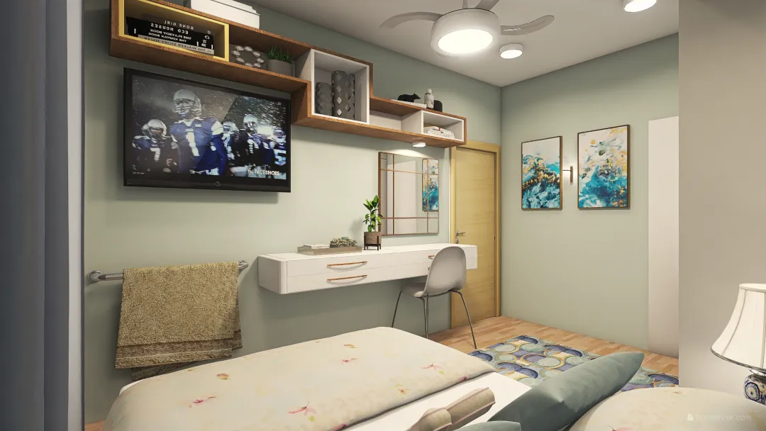 Master bedroom with towel hanger 3d design renderings