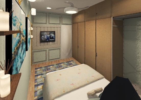 Master bedroom with full mirror Design Rendering