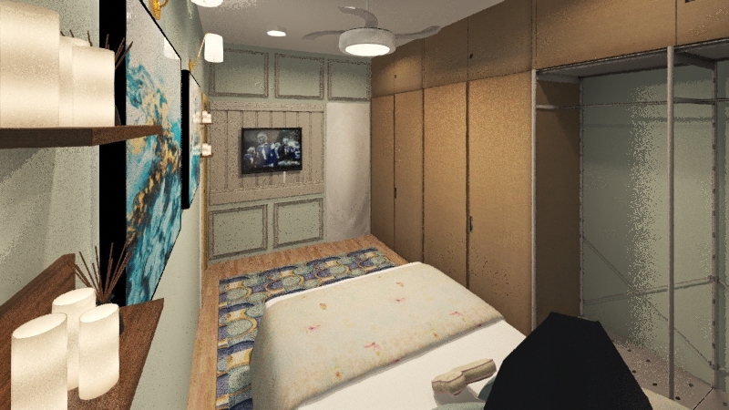 Master bedroom with full mirror 3d design renderings
