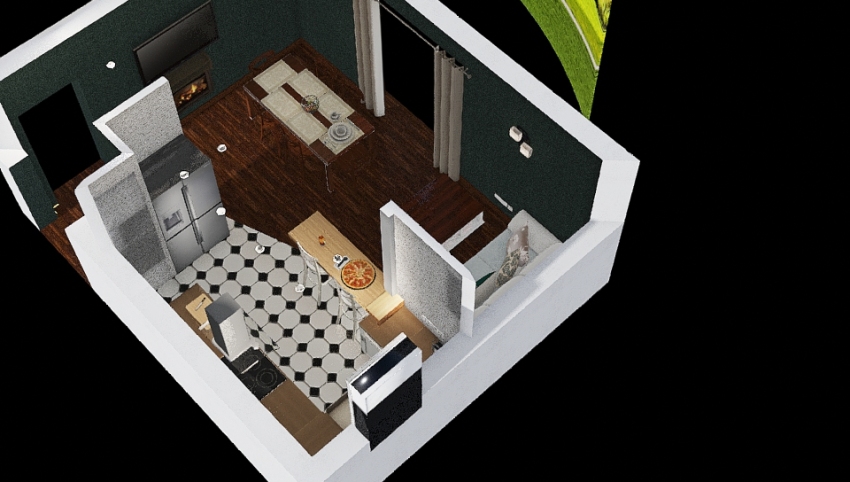 kitсhen-living room 3d design picture 28.8