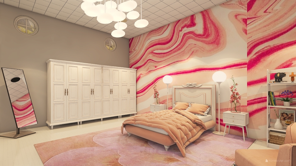 Girl Bedroom 3d design renderings