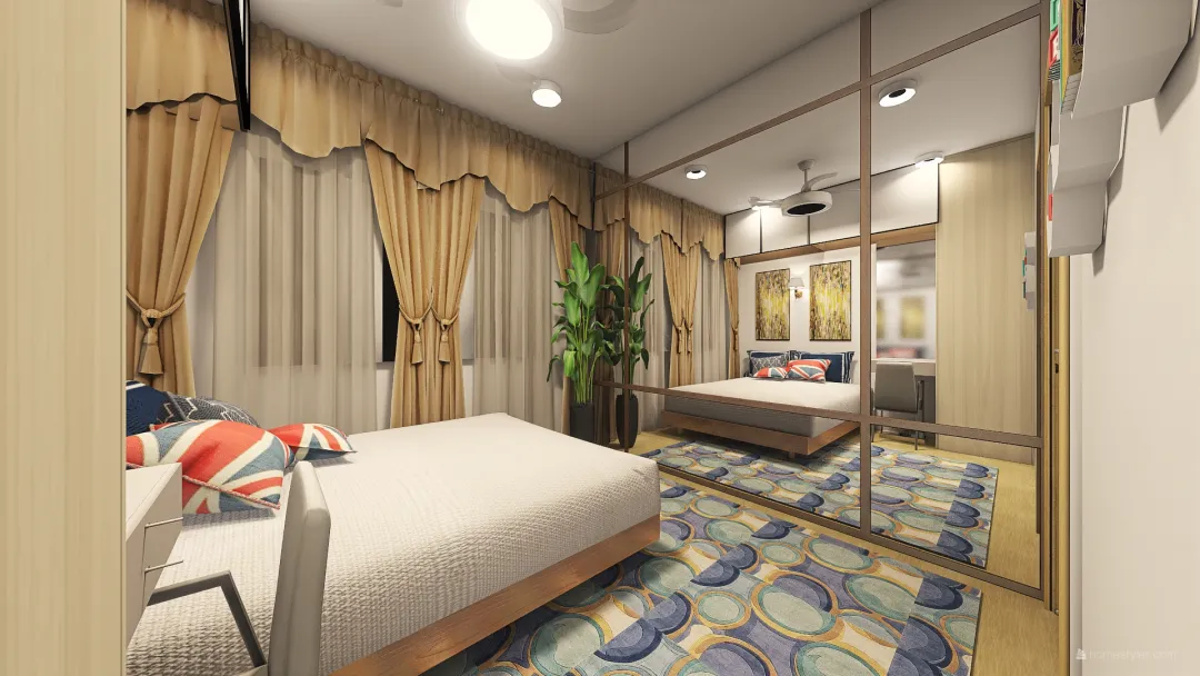 Bedroom 2 (type 3) 3d design renderings