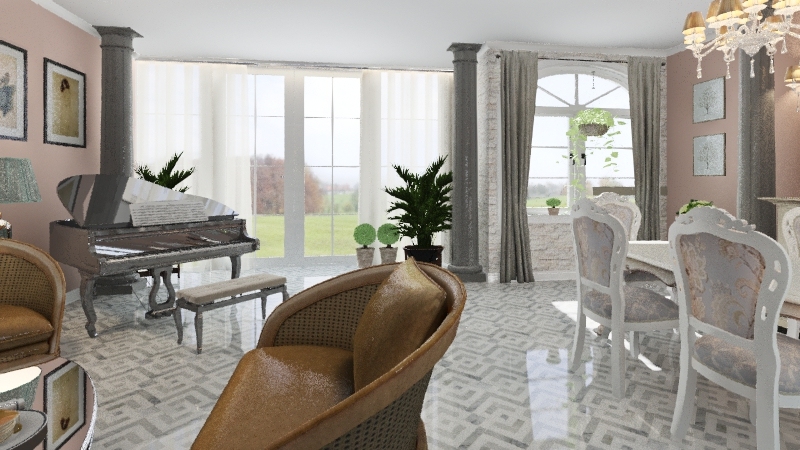 Столовая гостинная 3d design renderings