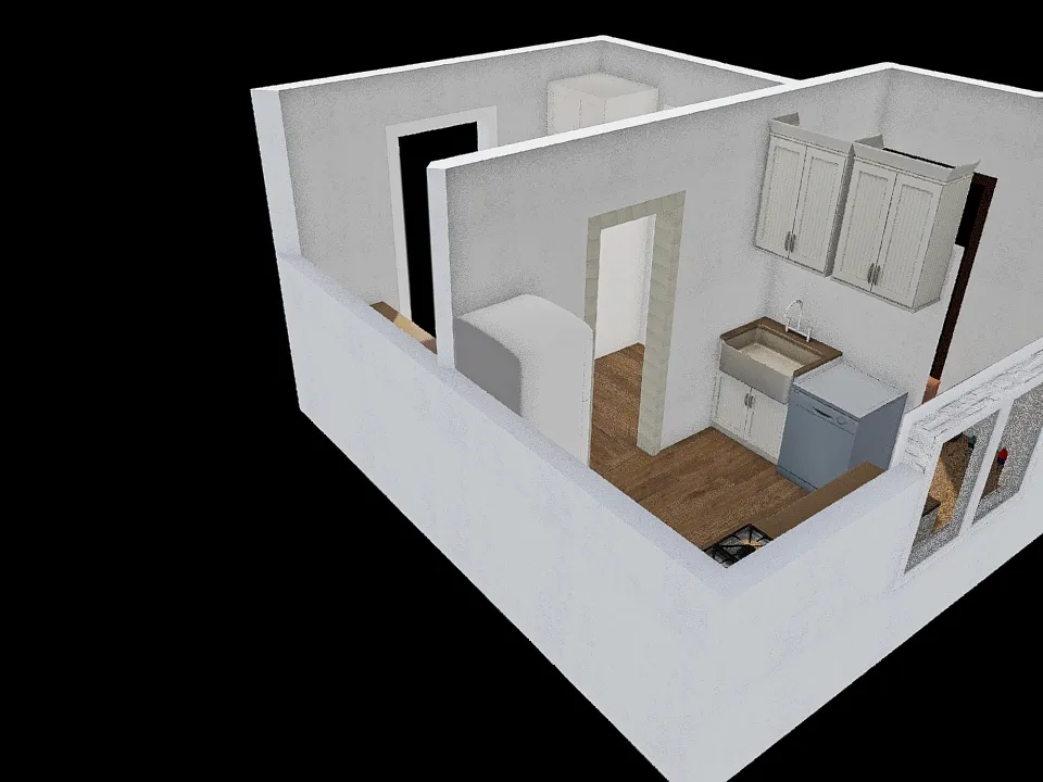 kuchnia/sienie ze ścianką 3d design renderings