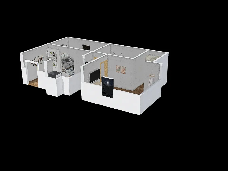 mini apartamento 3d design renderings