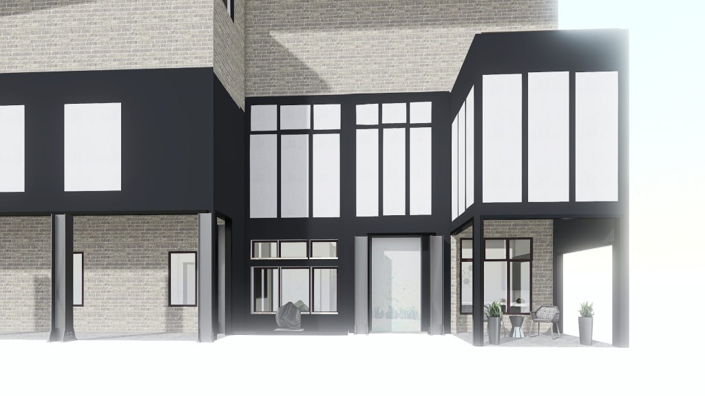 Gray Modern Industrial Look Building 3d design renderings