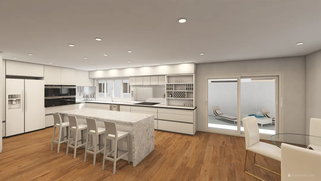 Balcony Kitchen Large Option 3Z 3d design renderings