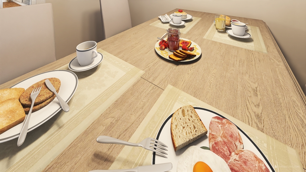 Kitchen/dining room 3d design renderings