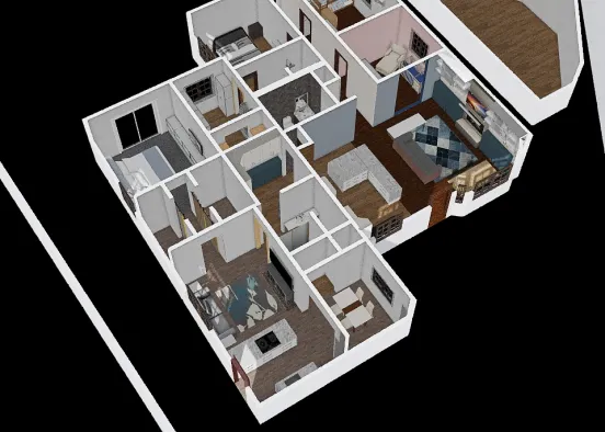 # Current House 3B 2Bth W/ ADU 1B 1 Design Rendering